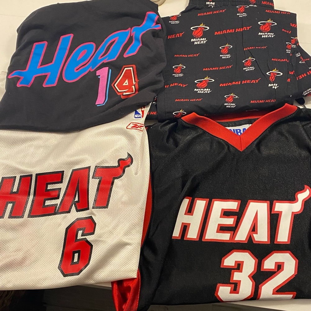 Miami Heat Lot of Vintage Jerseys, Shirt, and Pants. READ description!!